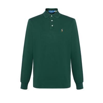 Polo Effen Kleur Logo Geborduurd Longsleeve Poloshirt Heren tops Groen 710671784-032