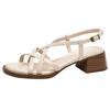 Genuine Leather~ French Sandals for Women's Summer 2025 New Models with Skirts, Beautiful High Heels, Thick Heels, Roman Shoes