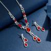 Bridal Jewelry Set Red Necklace Stud Earrings Two-Piece Set Wedding Dress Accessories Elegant Red Suit Women