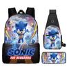 Backpack, Primary School Student Animation Schoolbag, Cartoon Backpack, Satchel, Pencil Bag, Three-Piece Set.