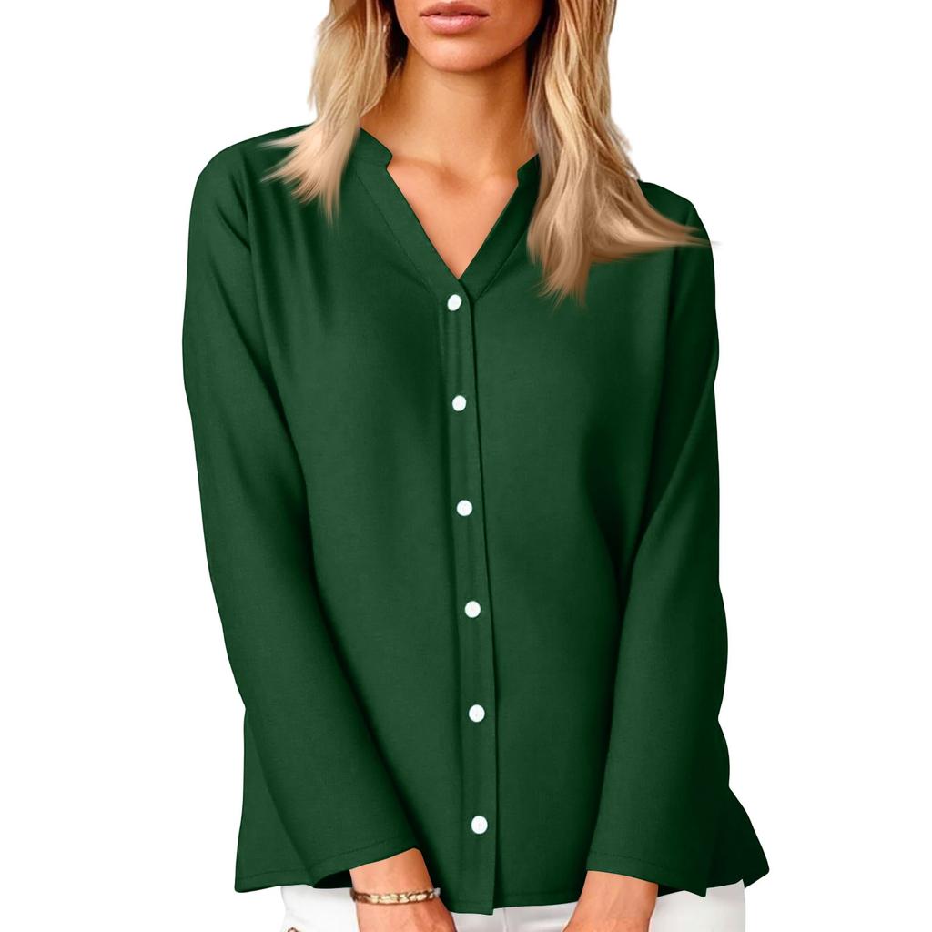 Women's Fashion Casual Solid Colour Cotton Button Cardigan Long Sleeve Top