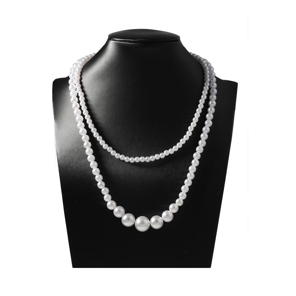 Korean version of temperament sweet casual fashion imitation pearl niche multi-layer design necklace, versatile French retro