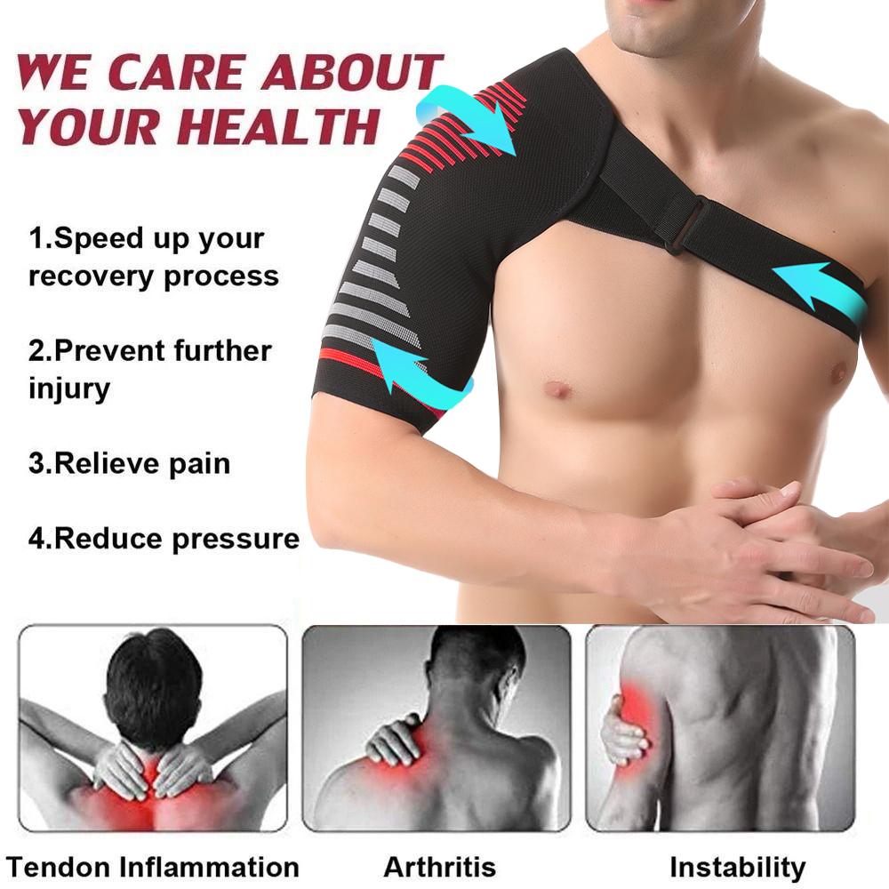 1Pcs Compression Shoulder Support,Breathable Fabric,Shock-Absorbing Shoulder Brace For Shoulder,Built-In Gel Padding