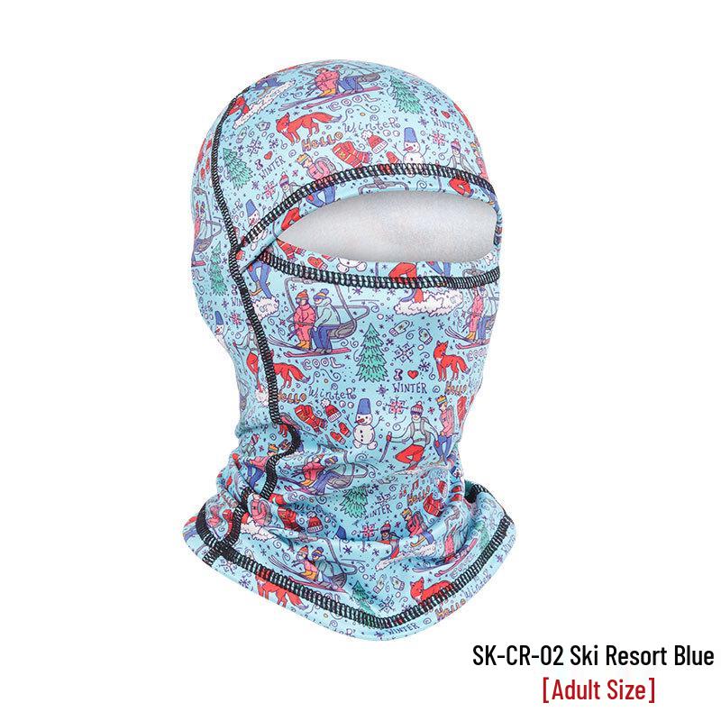 Winter Parent-Child Ski Mask with Windproof Neck Protection, Lined Hood, and Integrated Cycling Headwear