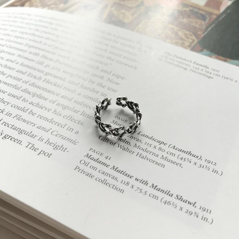 Trendy Hexagram Star Silver Ring: Adjustable S925 Sterling for Women