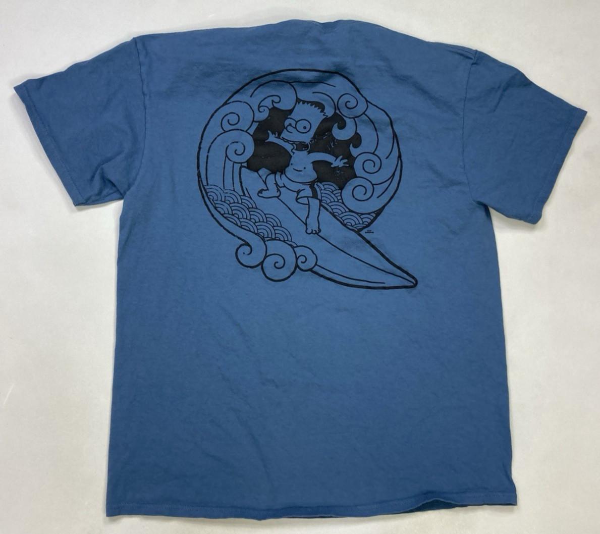 The Simpsons Bart Surfing Graphic T-shirt Men Large Blue Short Sleeve S