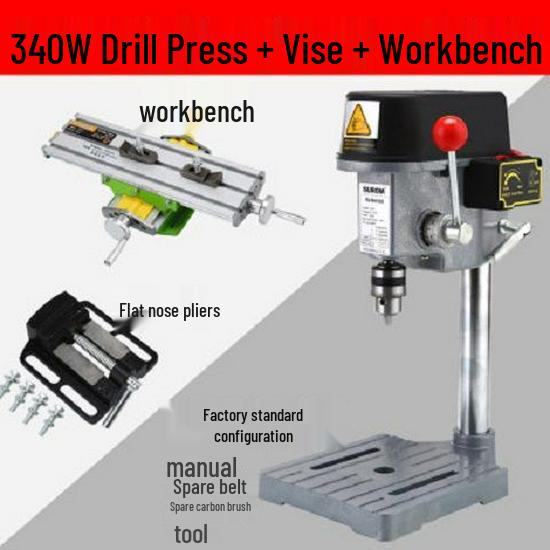 Compact High-Speed Precision Bench Drill with Variable Speed and Mobile Cross Slide Table