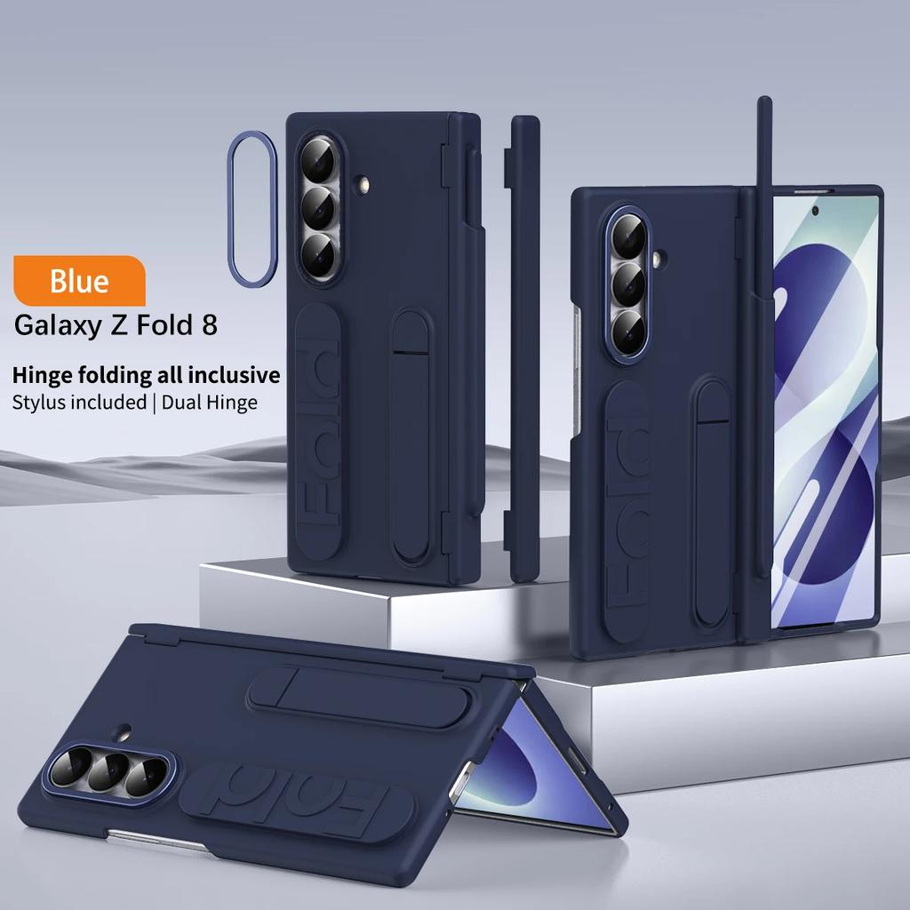 Wristband Holder Hinge Phone Case For Samsung Galaxy Z Fold 8ultra 7 With Pen Slot & S Pen Screen Protector Film Protect Cover