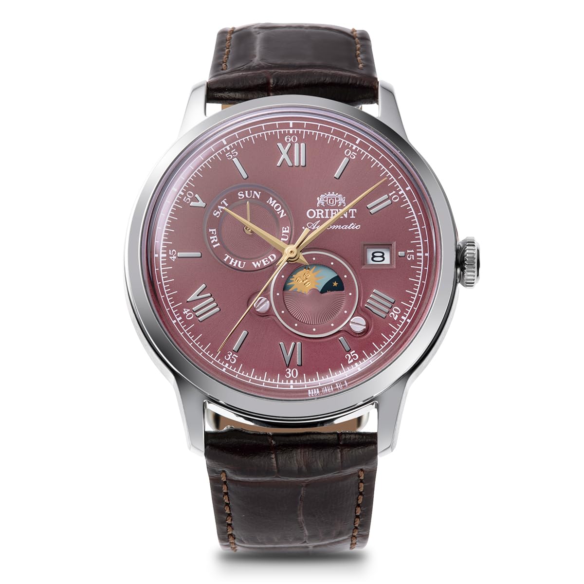 

Wristwatch Bambino Sun and Moon Automatic Watch Mechanical Automatic Domestic Manufacturer Warranty Bordeaux [Orient Watch] SUN&MOON RN-AK0807R Men s
