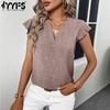 Women's Fashion Casual Summer Spring Solid Color Print Short Sleeve V-Neck Blouses & Shirts