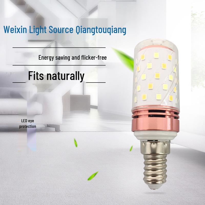 Kuangtouqiang E27/E14 Tri-Color Dimmable Candle Bulb, 360° Illumination, Shadowless, Energy-Saving Corn Light