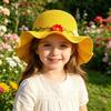 Children Sun Hat Wide Brim UV Protection Straw Hat with 3D
