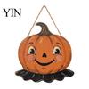 Outdoor Ghost Door Decorations Halloween Wooden Hanging Pendant with Lanyard, Retro Ghost/Pumpkin/Skull/Black Cat Black Wall Art for Front Porch Party