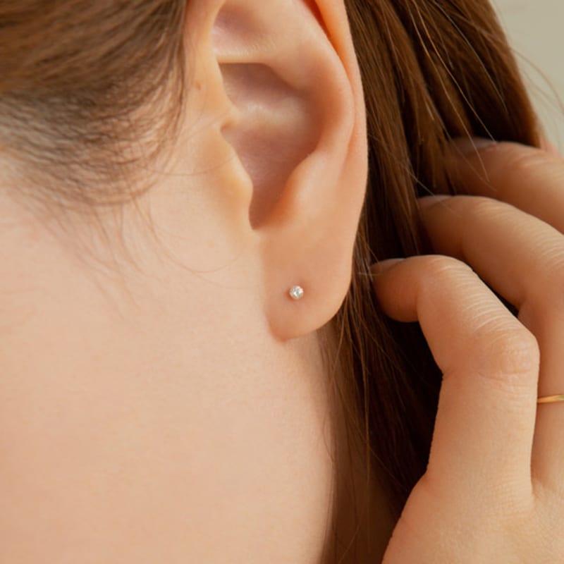 LUNNE 14k Simple Cubic Earrings (14k Gold) #ES01