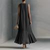 Women's Long Denim Dress Casual Loose Sleeveless V Neck Maxi Dress