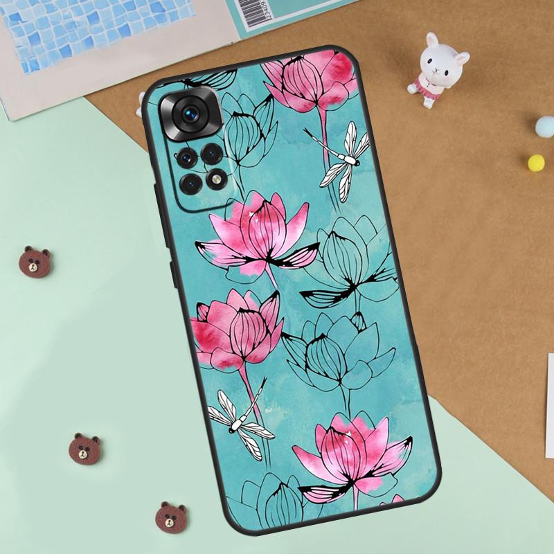 Lotus Flower Case For Xiaomi Redmi 14C 10C 12C 13C Cover For Redmi Note 14 Pro 13 9 10 11 12 10S 11S 12S