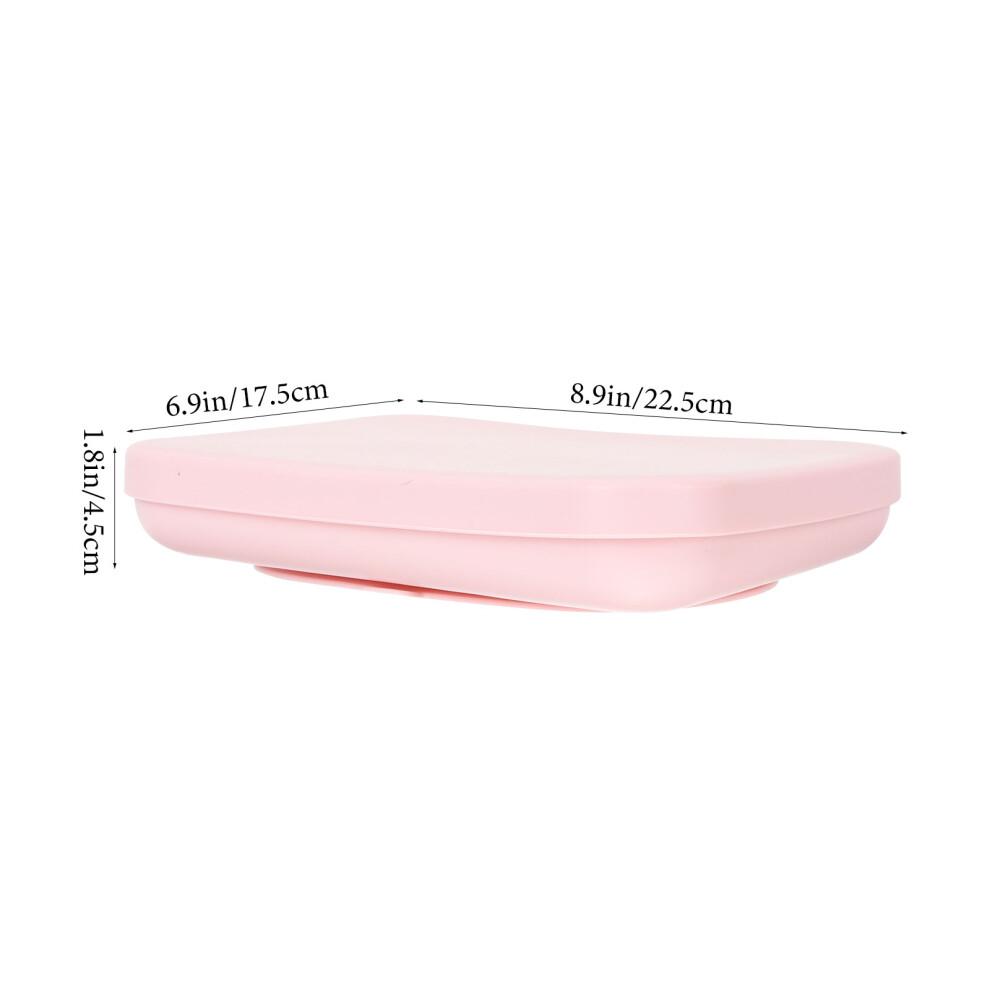 Ensemble de assiettes en silicone rose facile à nettoyer pour tout-petits 1 jeu