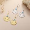 My Shape Flower Lotus Moon Earrings for Women Stainless Steel Dangle Earrings Flower Drop Earring Jewelry Chakra Healing Amulet