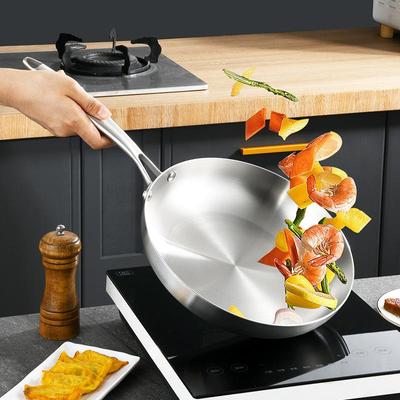 304 Stainless Steel Frying Pan NonStick Pan Fried Steak Pot Uncoated Kitchen Cookware For Gas Stove and Induction Cooker