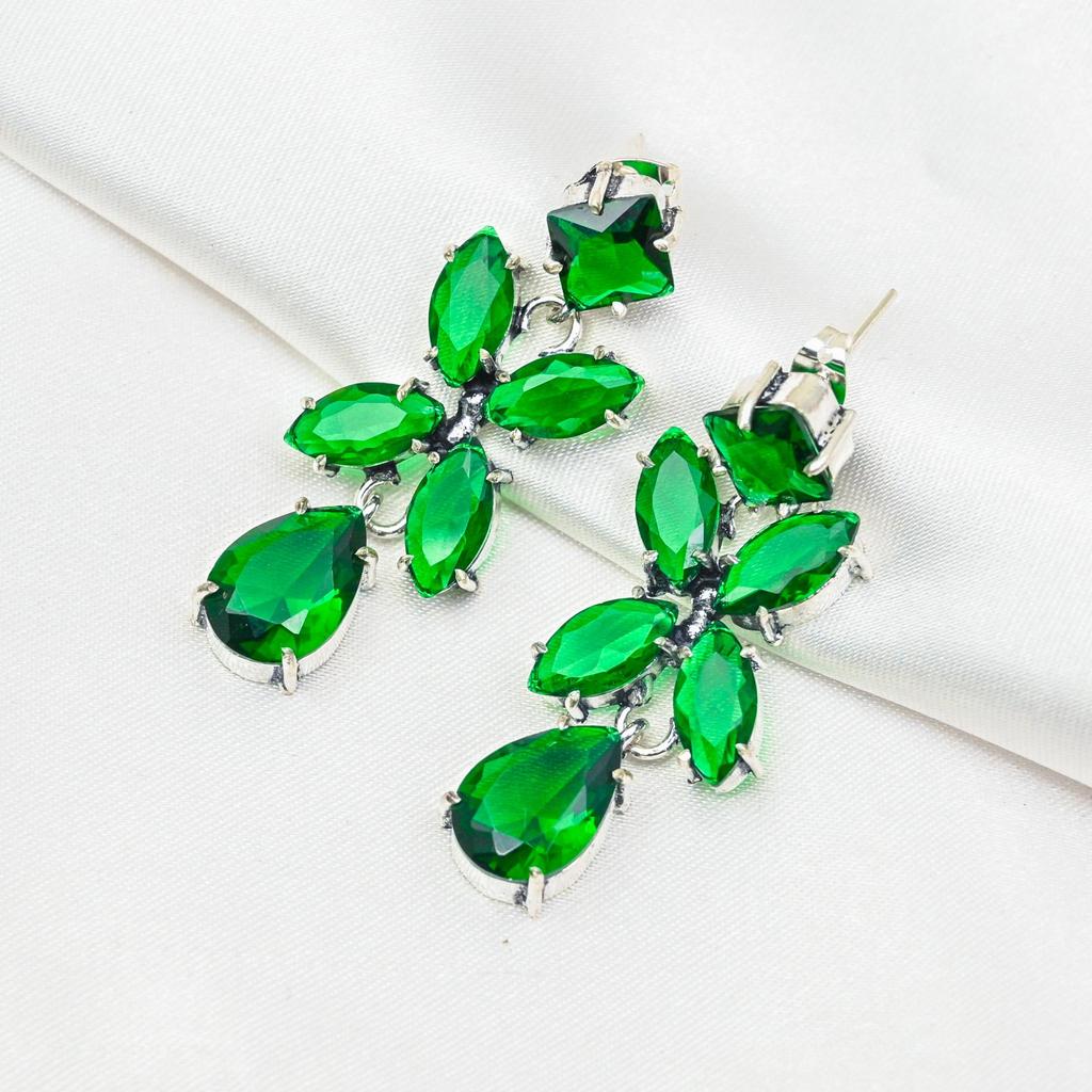 Chrome Diopside Handmade Gemstone Earrings, 925 Solid Sterling Silver Earrings, Unique Design Jewelry Earrings