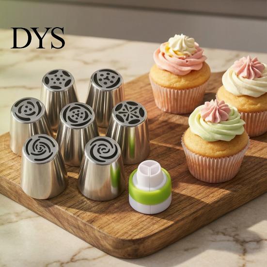 Professional Baking Tools for Cakes 7PCS Russian Piping Tips Set, Stainless Steel Cake Decorating Food Grade Accessories Nozzles, Supplies Wedding