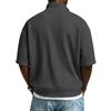 Men’s Waffle Knit Short Sleeve Half Zip Pullover Casual Loose Fit Lightweight Stand Collar Top Shirt