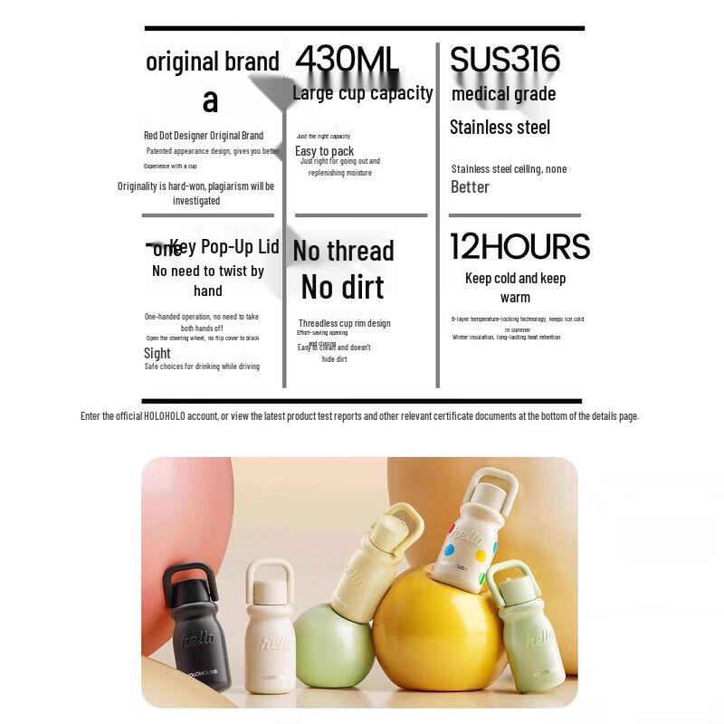 HOLOHOLO Portable Insulated Stainless Steel Mug