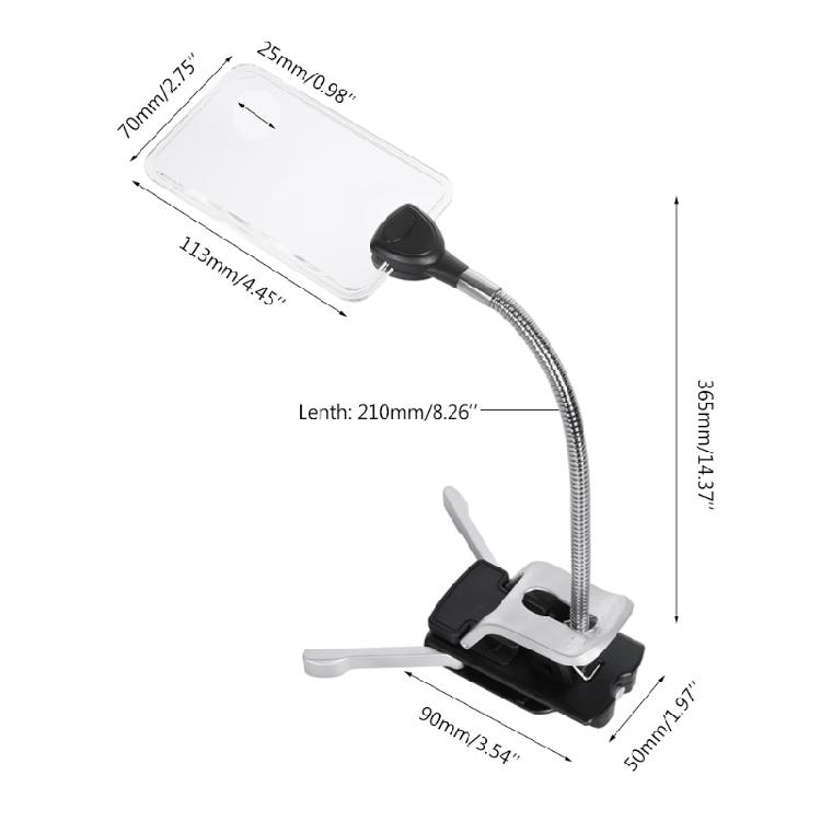 Lupe mit hellem LED-Licht Großartig für Leiterplatten Reparaturen Basteln Lesen mit Ständer und Klemme