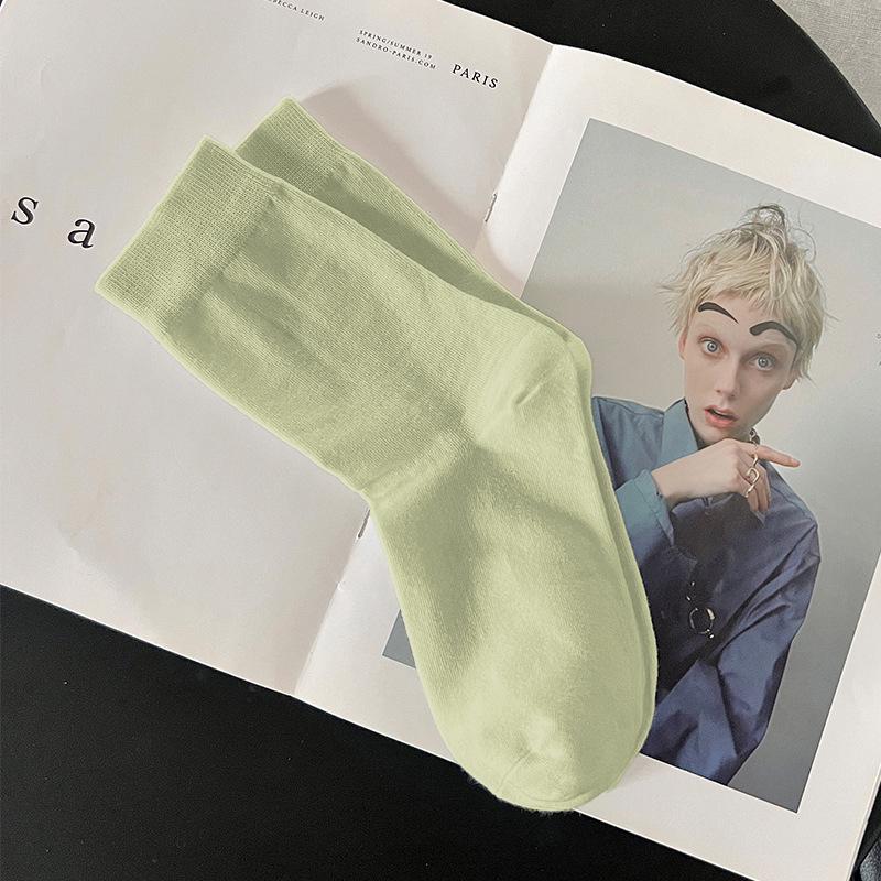 Women's Pure Cotton Breathable Mid-Calf Socks - Sweat-Absorbent, High Elastic, Anti-Pilling, Seamless, Postpartum Versatile Socks