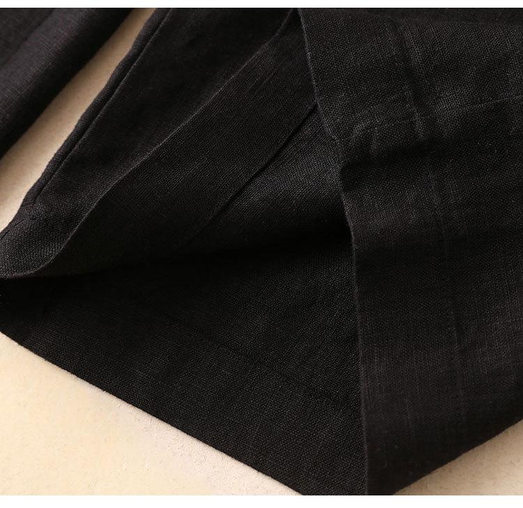 Women's Cotton Linen Elastic Waist Wide Leg Pants - Plus Size, Casual, Draping Straight Leg, Spring/Summer