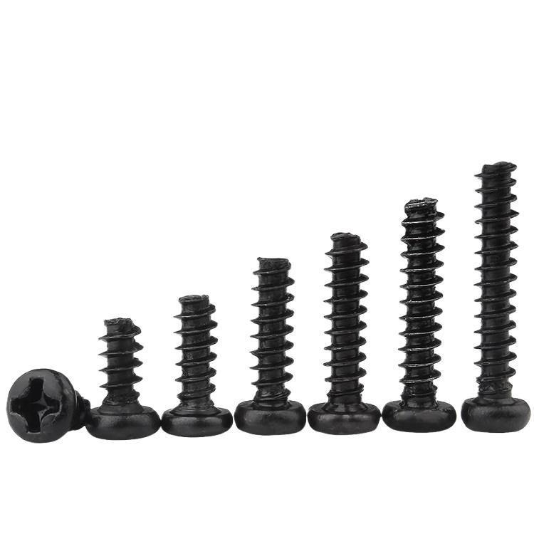 Black Carbon Steel Phillips Pan Head Self-Tapping Screws with Flat Tail