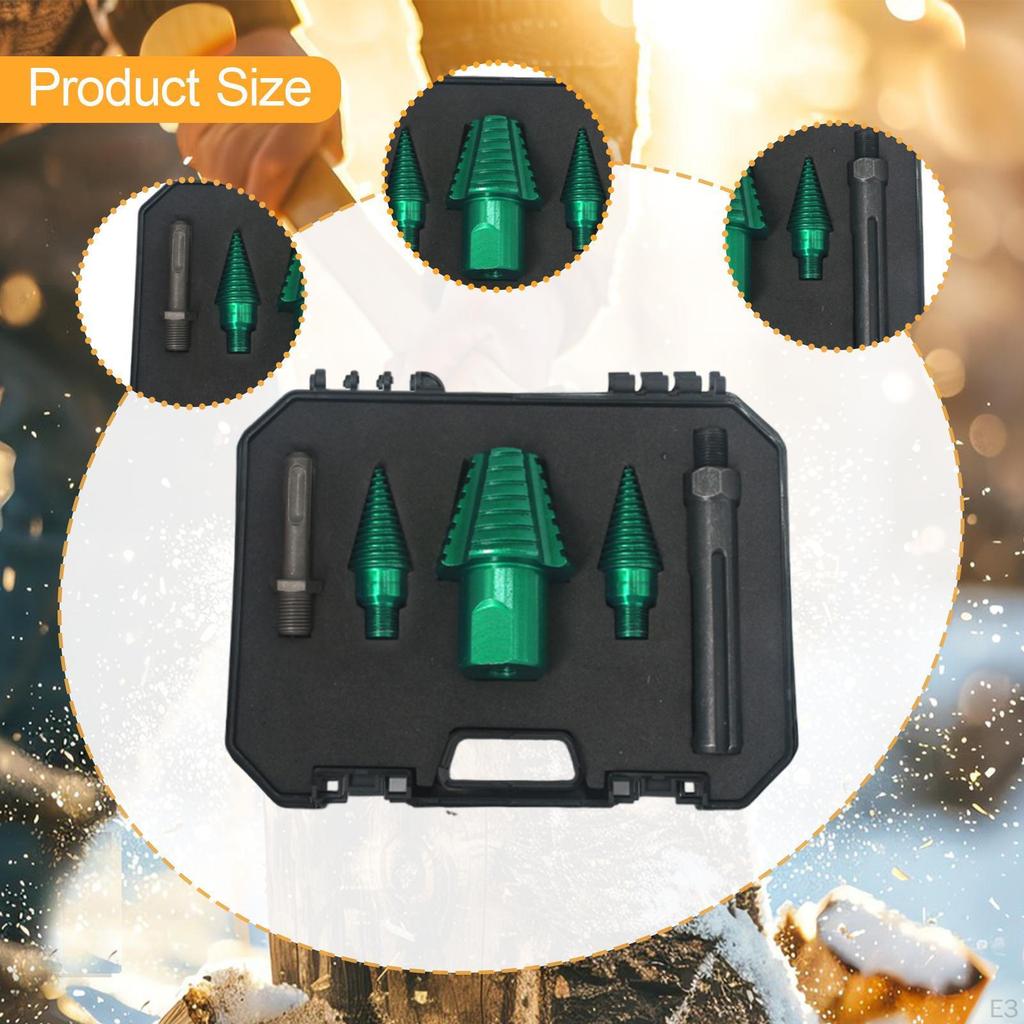 2 Pieces Wood Splitter Drill Bit Set with Splitting Cone And Made of Carbon