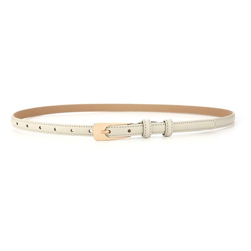 Womens Genuine Leather Slim Waist Belt For Dresses And Shirts With Metal Buckle For Casual Or Office Wear