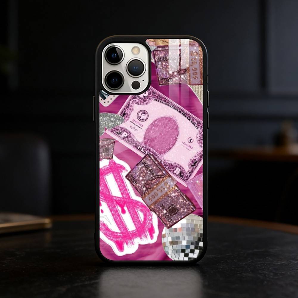 P-Pink D-Dollars Banknote Phone Case For iPhone 17,16,15,14,13,12,Plus,Pro,Max For Magnetic Wireless Charge