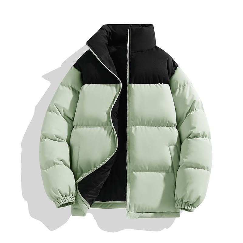 Splicing Stand-up Collar Cotton Clothes Men's Winter New High Street Fashion Loose Trendy Brand Casual Versatile Warm Jacket