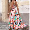 Women's Elegant Suspender Floral Print Midi Dress