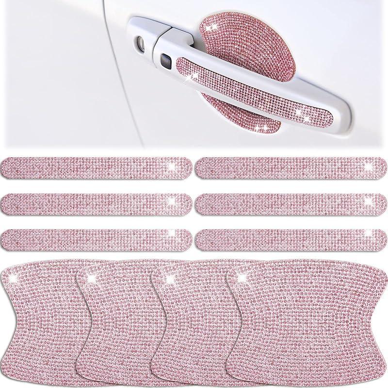 Frienda 10 Pieces Bling Car Accessories For Women Bling Car Door Handle Protector Door Handle Covers For Car Rhinestone Car Bowl Protector