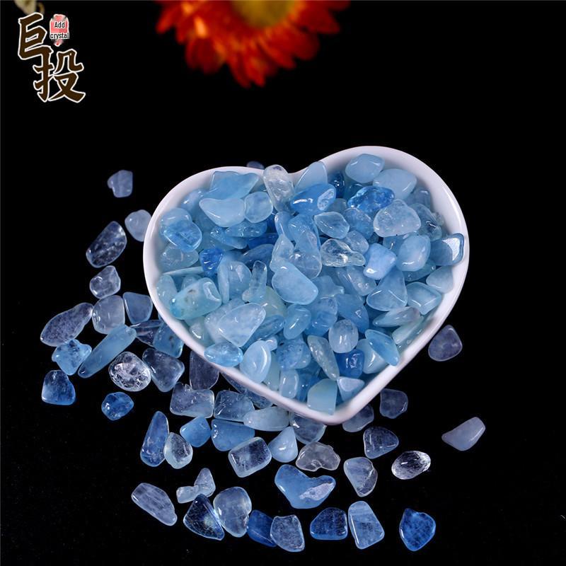 Natural Aquamarine Crushed Stone: Beryl Aquarium Decor & Children's Science Treasure