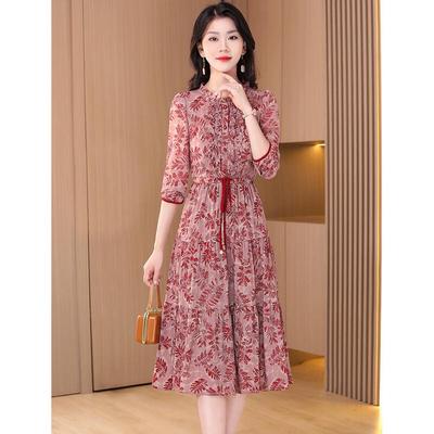 Elegant Floral A-Line Midi Dress