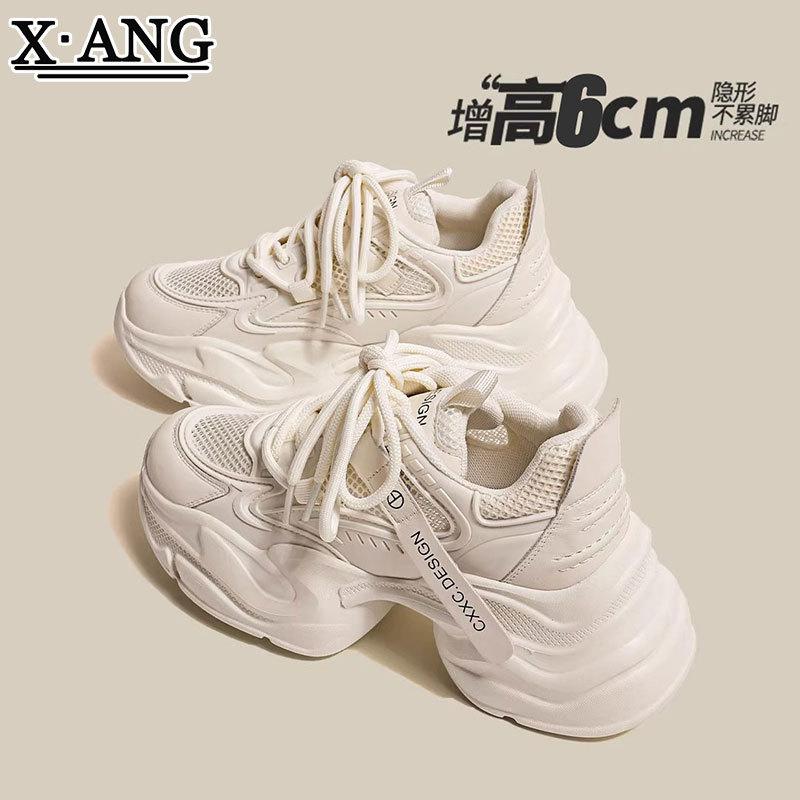Spring and Autumn New Luxury Women's Sneakers Exquisite Versatile Casual Shoes 6cm Thick soled Breathable Sports Running Shoes