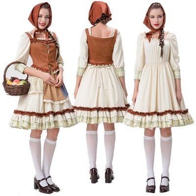 Adult Little Red Riding Hood Costume Dress With Cape Halloween Party Cosplay Outfit