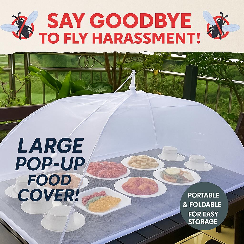 Large Pop-up White Mesh Food Cover Tent, Say Goodbye To Fly Harassment, This Meal Cover Gives You Full Security and Can Be Folded