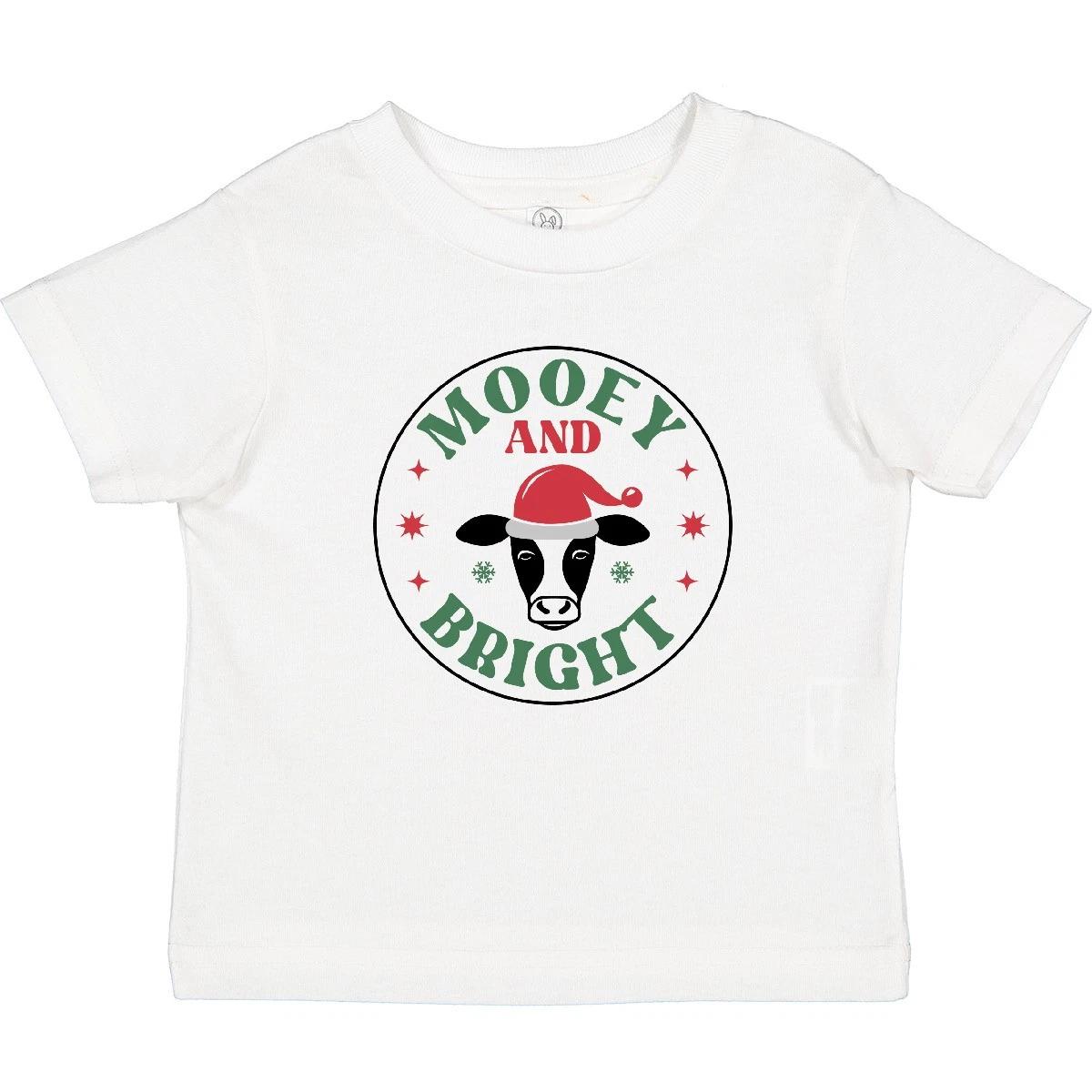 

Inktastic MOOEY AND BRIGHT CHRISTMAS COW Baby T-Shirt Moo Farm Holiday Infant 140