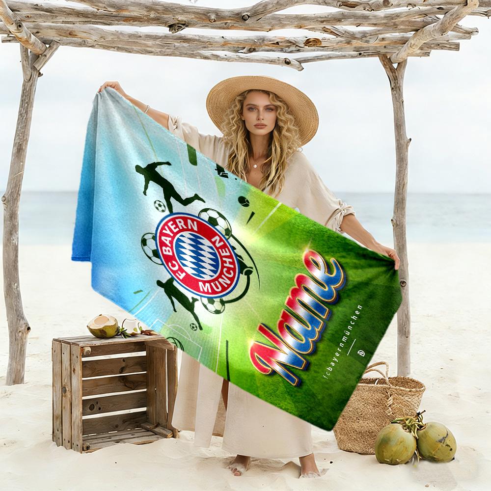 Bayer Munich Soccer Fan Customize Text Beach Towel High Absorbency & Quick-Dry Perfect for Traveling Yoga Camping and Swimming