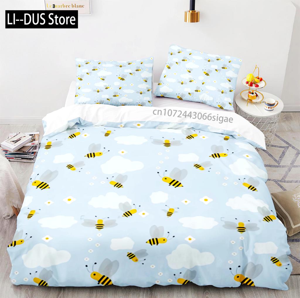 Hardworking Bee Bedding Set Single Twin Full Queen King Size Bee Bed Set Aldult Kid Bedroom Duvetcover Sets with Pillowcase