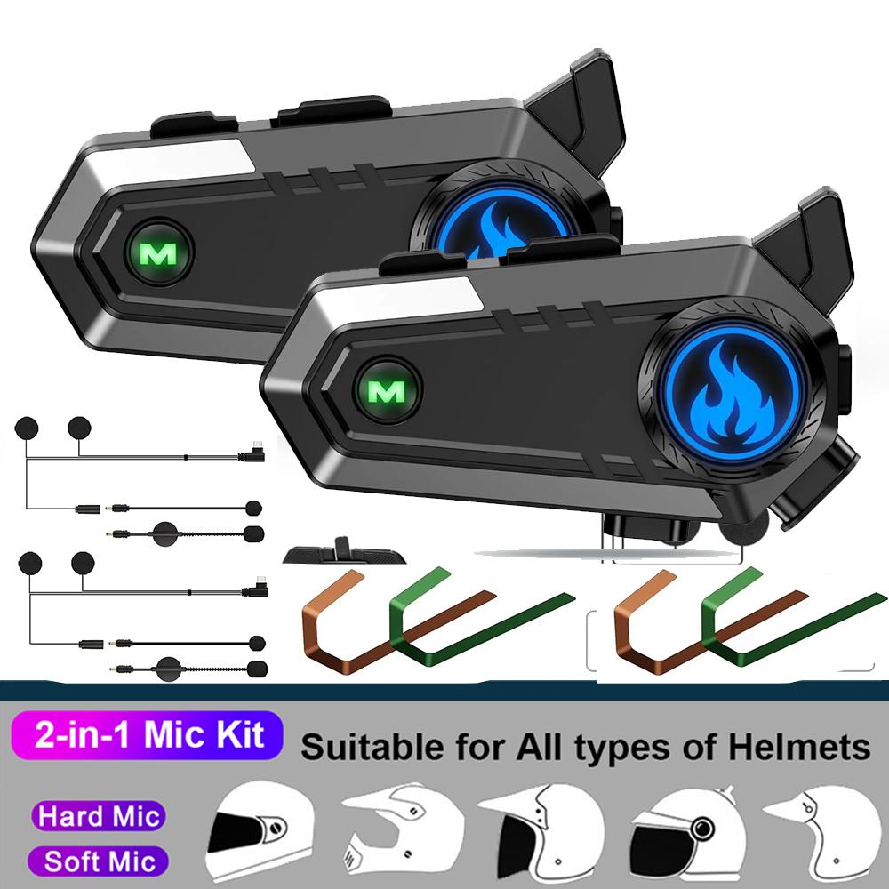 C9 Motorcycle Helmet Bluetooth Intercom for Motorbike Touring | 500m Real-Time Communication Rider & Passenger Bike Headphones