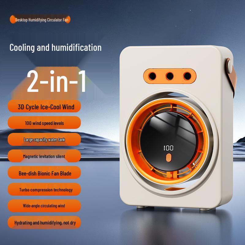 Portable USB-Powered Desktop Fan with Humidifying Spray USB Charging