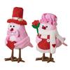 Valentine's Day Bird Figurines Lighted Couple Birds Statue Tabletop Standing Fabric Birds Ornament for Tiered Tray Table Shelf Mantel Fireplace Decor