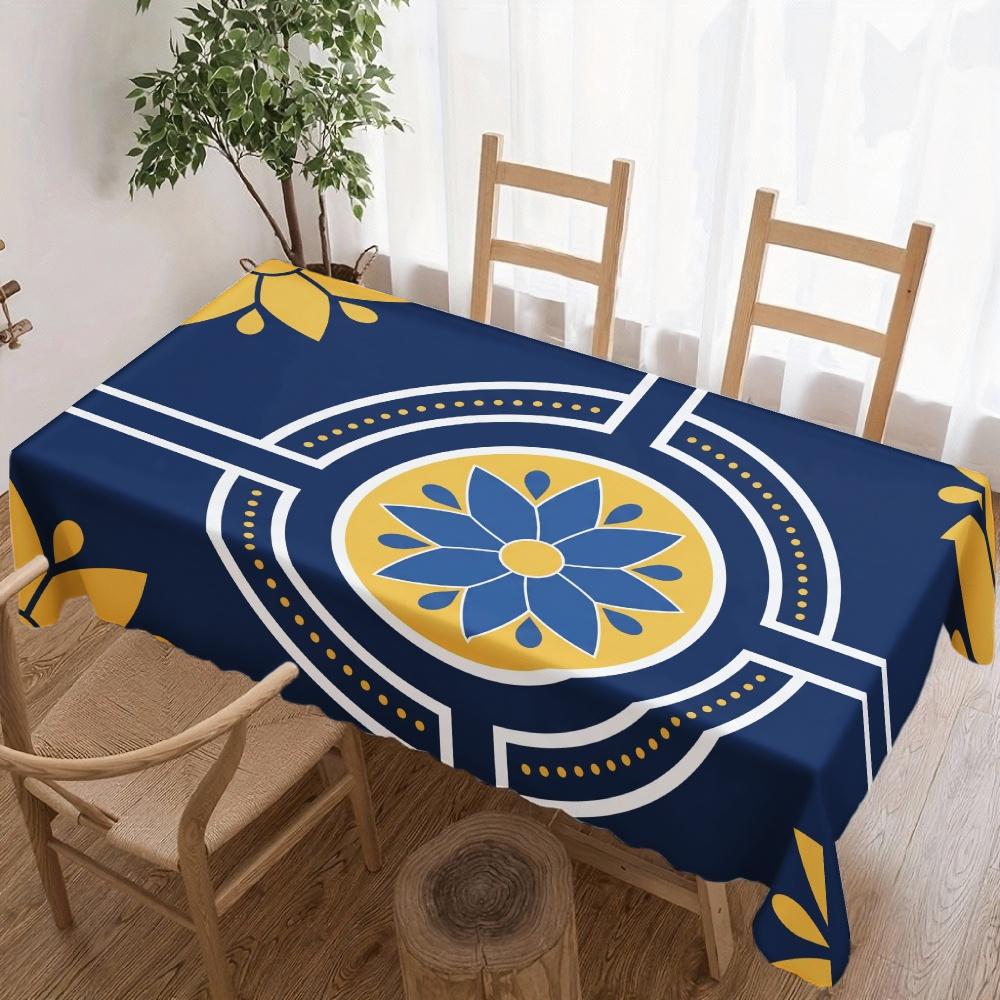 Geometric Floral Rectangle Table Cloth for Table Decor Kitchen Dining Waterproof Reusable Tablecloth for Table Party Picnic