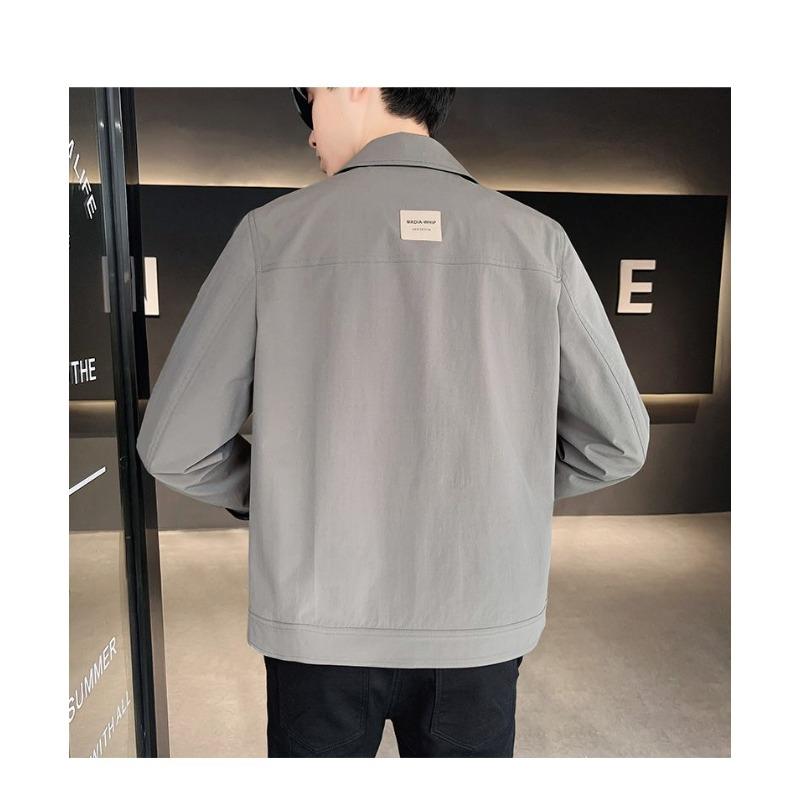 Autumn Winter Korean Solid Color Lapel Jacket Men's Casual All-match Coat Button Cardigan Lapel Top